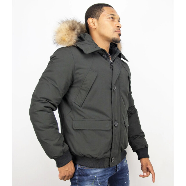 Warren Webber Winterjas kort met bontkraag WW-8002APM-Z large