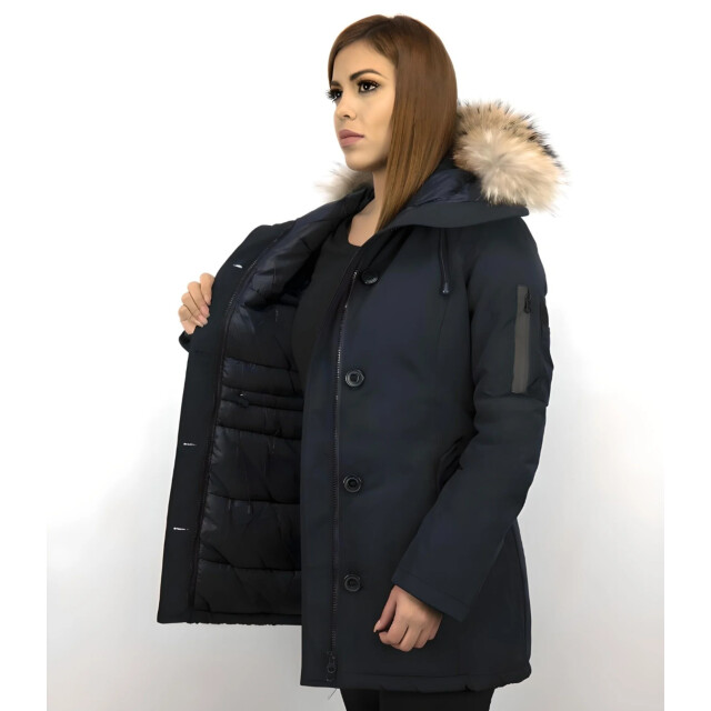 TheBrand Lange parka jas met bontkraag LB-505B large
