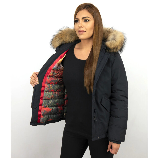 TheBrand Korte winterjas met bontkraag LB-551BPM-B large