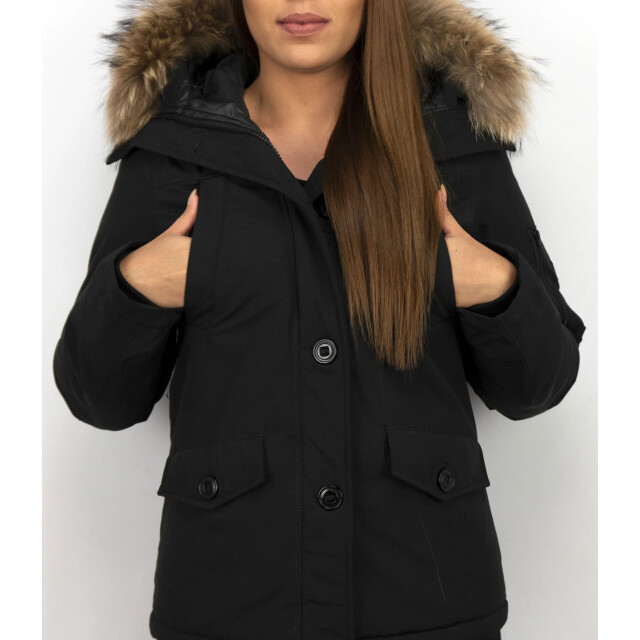 TheBrand Korte winterjas met bontkraag LB-503Z large