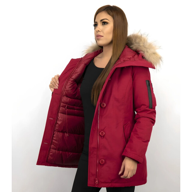 TheBrand Lange parka jas met bontkraag LB-505R large