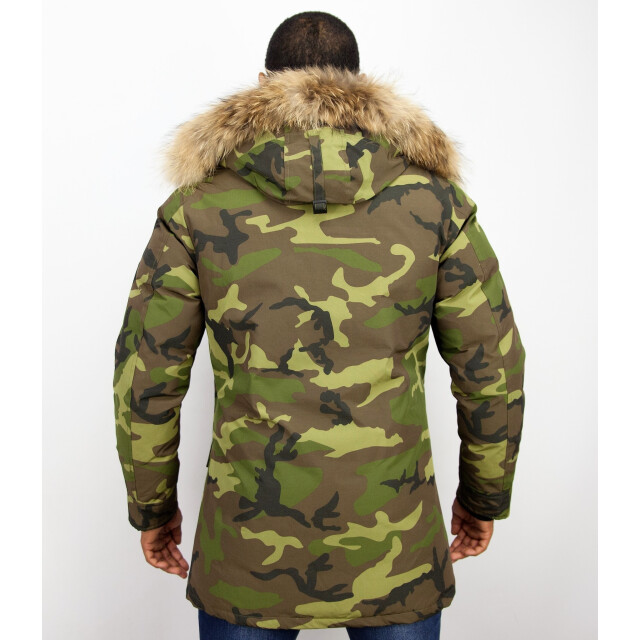 Y Chrom Lange parka jas met bontkraag P-213C large