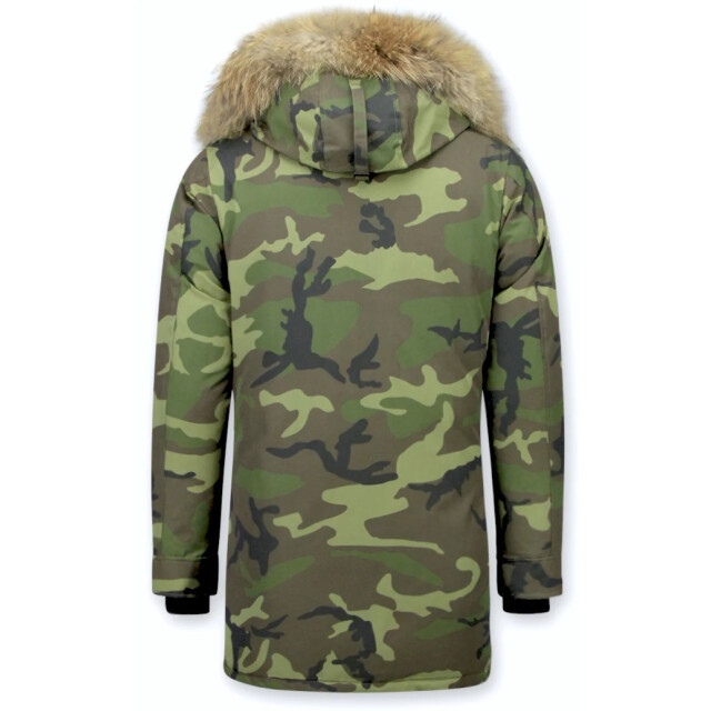 Y Chrom Lange parka jas met bontkraag P-213C large
