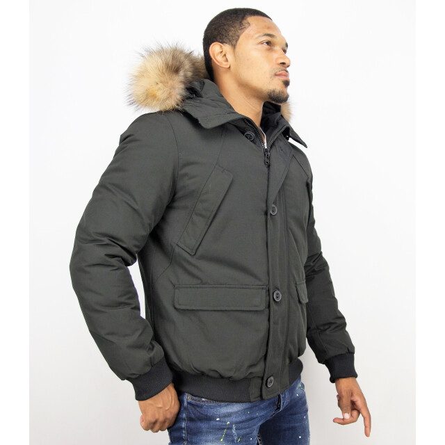 Warren Webber Winterjas kort met bontkraag WW-8002APM-Z large