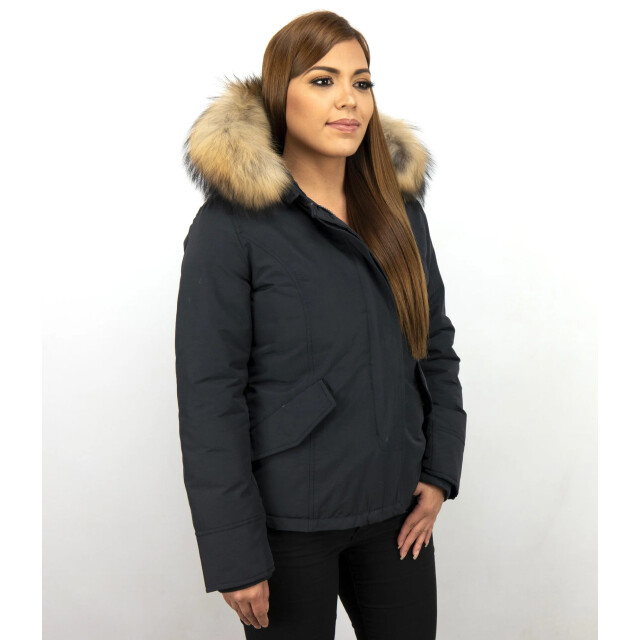 TheBrand Korte winterjas met bontkraag LB-551BPM-B large
