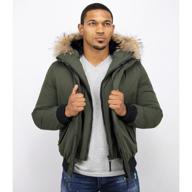 Enos Korte winterjas met bontkraag PI-7015R large