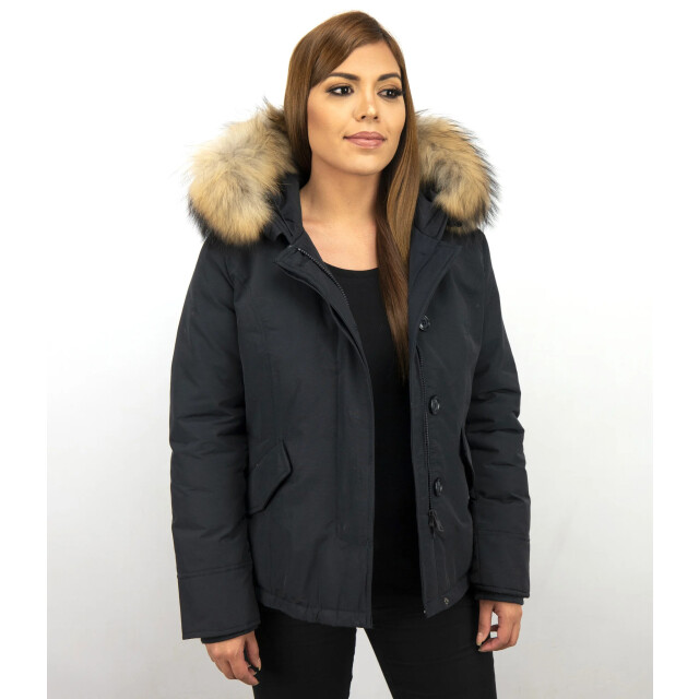 TheBrand Korte winterjas met bontkraag LB-551BPM-B large