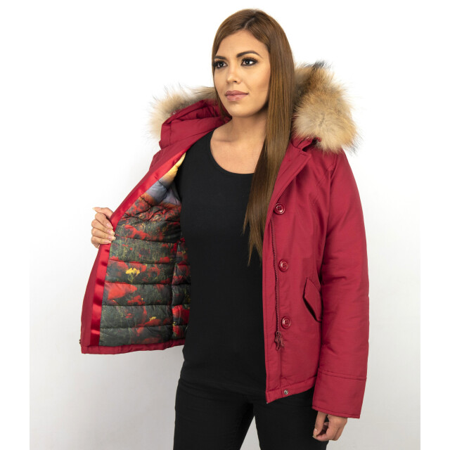 TheBrand Korte winterjas met bontkraag LB-551BPM-R large