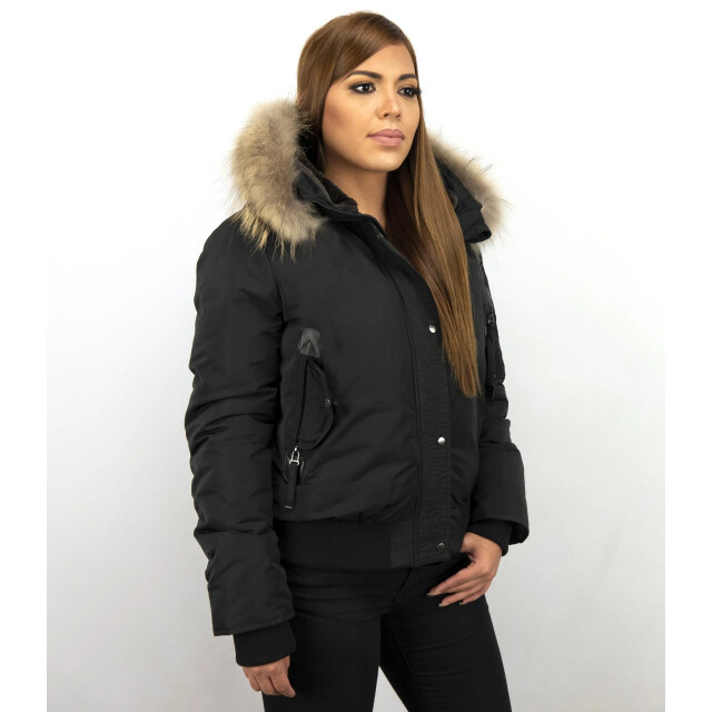 Gentile Bellini Korte winterjas met bontkraag DM8815-1 large