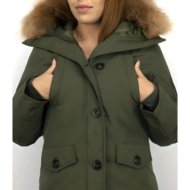 TheBrand Korte winterjas met bontkraag LB-503G large