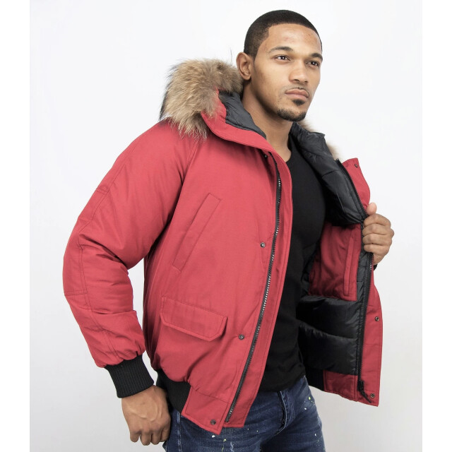 Enos Korte winterjas met bontkraag PI-7005R & 8821R-FAUX large
