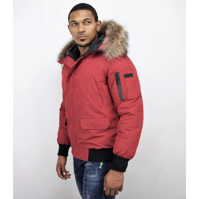 Enos Korte winterjas met bontkraag PI-7005R & 8821R-FAUX large