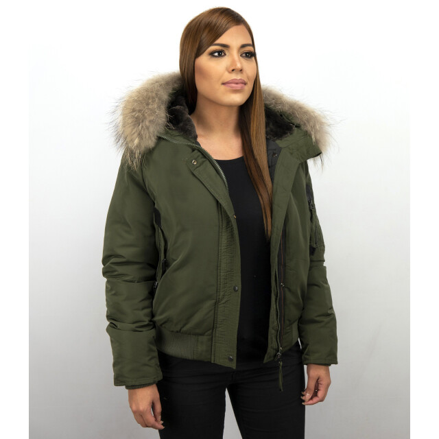 Gentile Bellini Korte warme winterjas met bontkraag DM8815-2 large