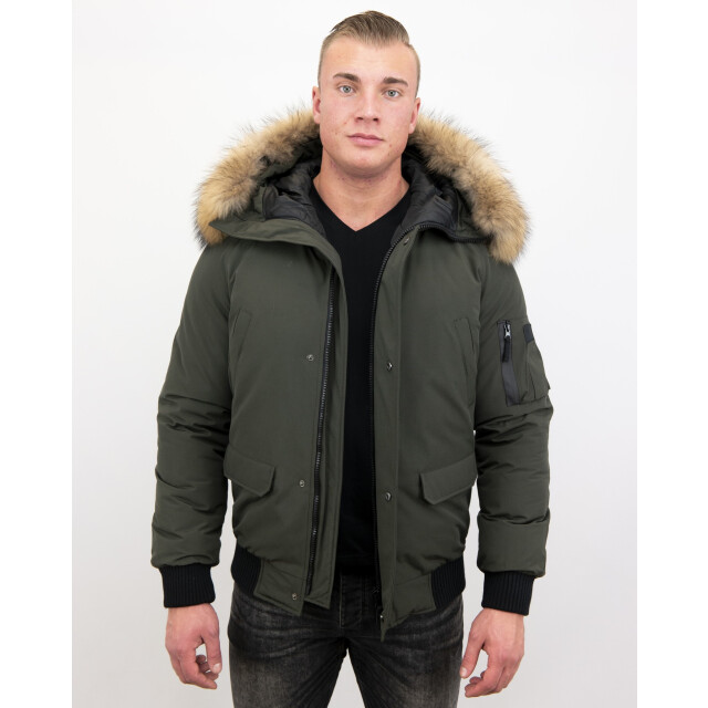 Enos Korte winterjas army met bontkraag PI-7005G | 8821G large
