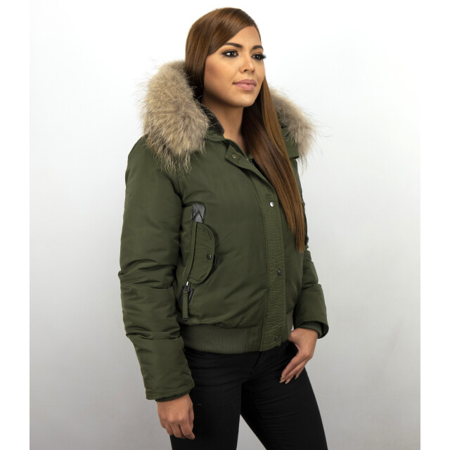 Gentile Bellini Korte warme winterjas met bontkraag DM8815-2 large
