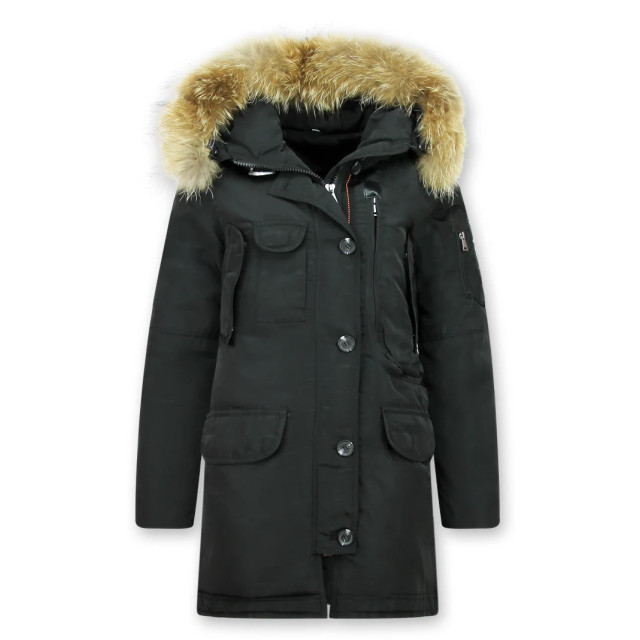 Gentile Bellini Lange parka winterjas met bontkraag LC2729-1Z large