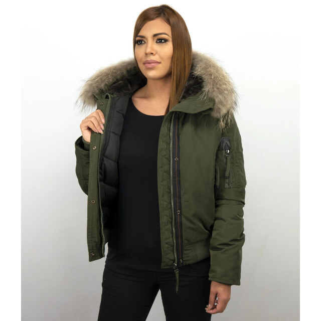 Gentile Bellini Korte warme winterjas met bontkraag DM8815-2 large