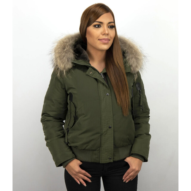 Gentile Bellini Korte warme winterjas met bontkraag DM8815-2 large