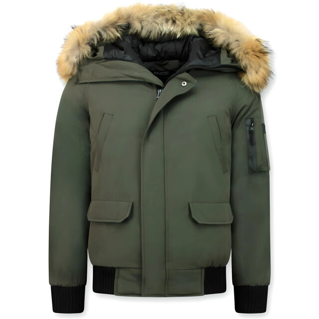 Enos Korte winterjas army met bontkraag PI-7005G | 8821G large