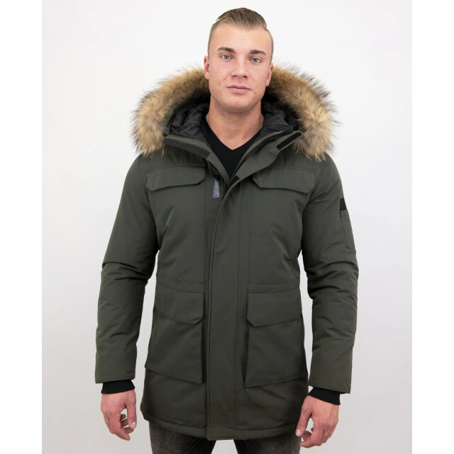 Enos Winterjas parka met grote echte bontkraag PI-7169-G large