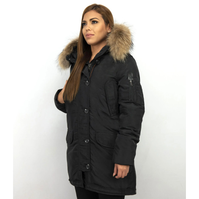 Gentile Bellini Lange parka winterjas met bontkraag LC2729-1Z large