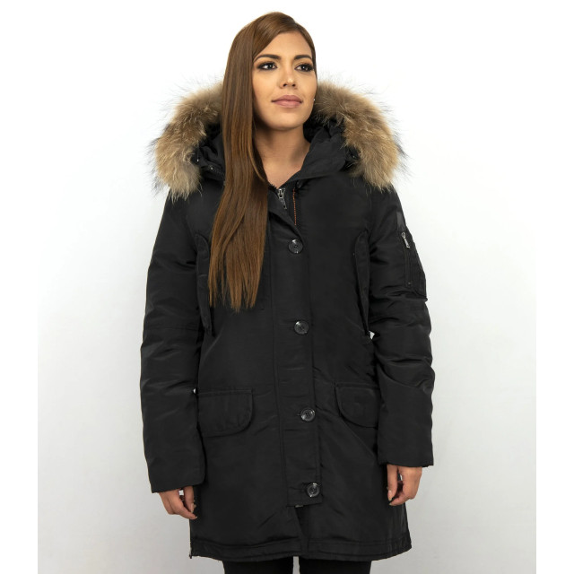 Gentile Bellini Lange parka winterjas met bontkraag LC2729-1Z large