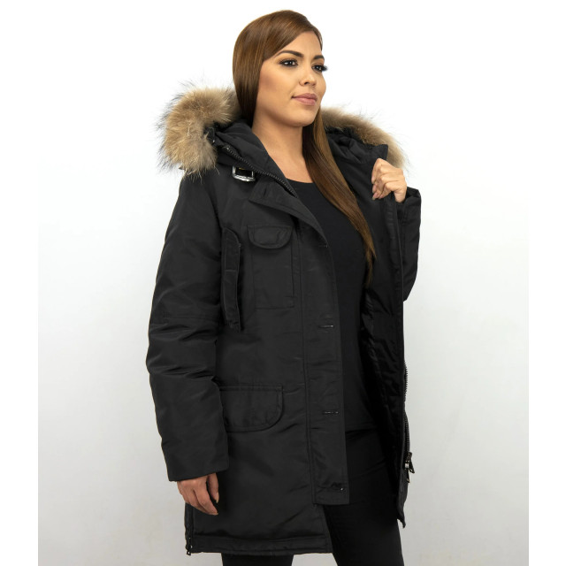 Gentile Bellini Lange parka winterjas met bontkraag LC2729-1Z large