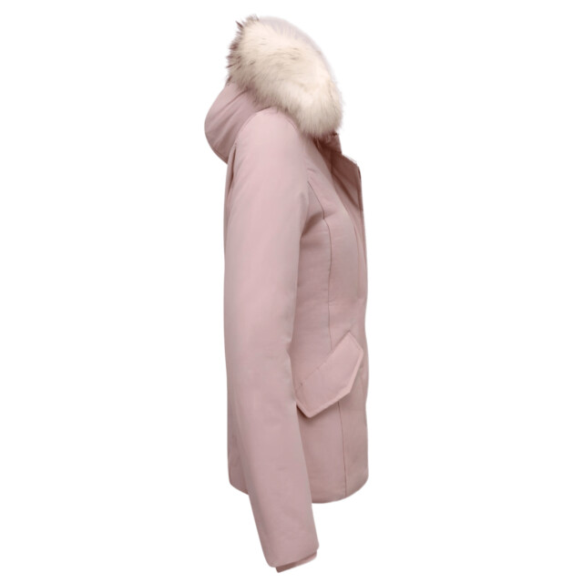 Matogla Korte winterjas met te echte bontkraag roze 5897P large