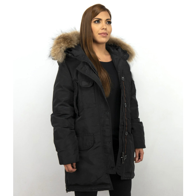 Gentile Bellini Lange parka winterjas met bontkraag LC2729-1Z large