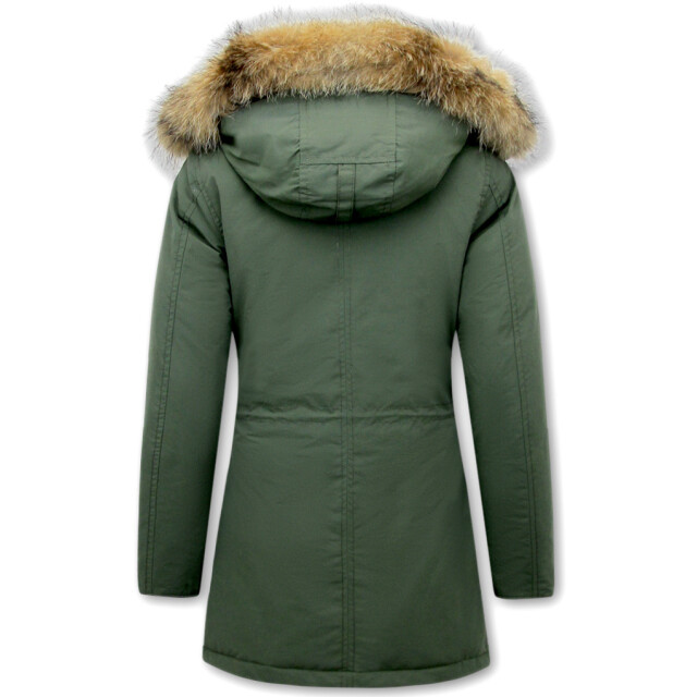 Matogla Groene winterjas met bontkraag 8201 large