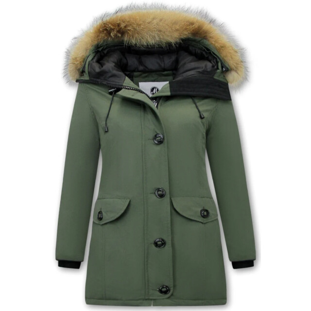 Matogla Groene winterjas met bontkraag 8201 large