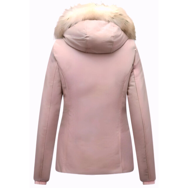 Matogla Korte winterjas met te echte bontkraag roze 5897P large