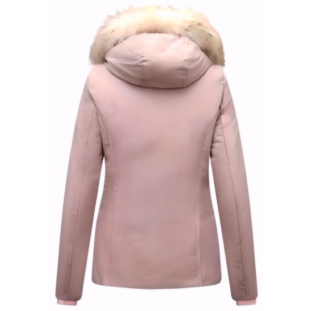 Matogla Korte winterjas met te echte bontkraag roze 5897P large