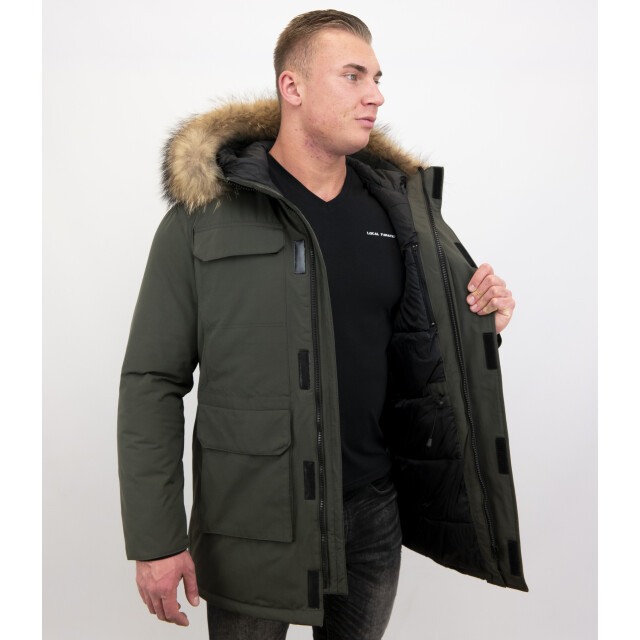Enos Winterjas parka met grote echte bontkraag PI-7169-G large