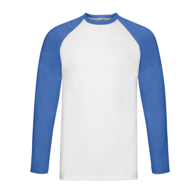 Fruit of the Loom Heren baseball t-shirt met lange mouwen UTLT1783_whiteroyalblue large