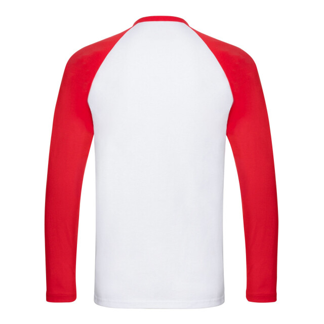 Fruit of the Loom Heren baseball t-shirt met lange mouwen UTLT1783_whitered large