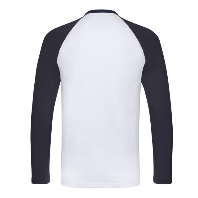 Fruit of the Loom Heren baseball t-shirt met lange mouwen UTLT1783_whitedeepnavy large
