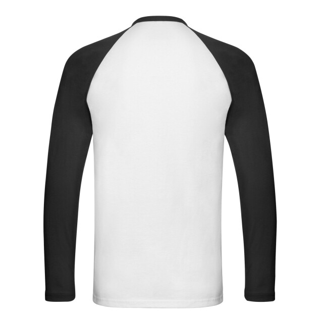 Fruit of the Loom Heren baseball t-shirt met lange mouwen UTLT1783_whiteblack large