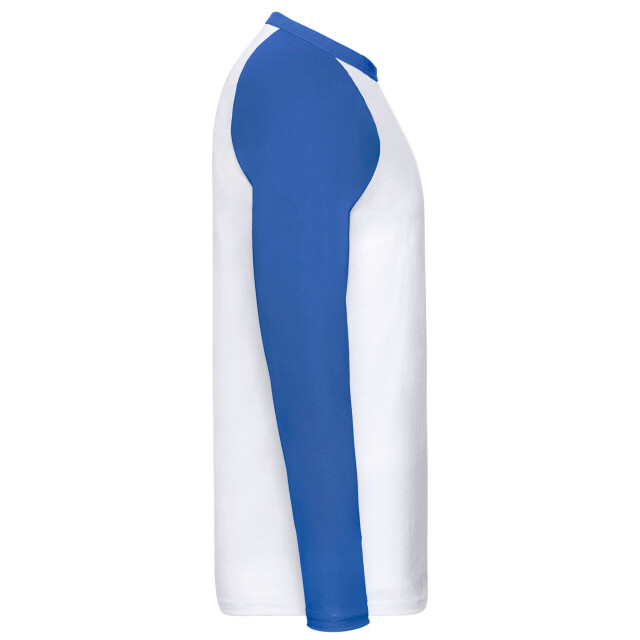 Fruit of the Loom Heren baseball t-shirt met lange mouwen UTLT1783_whiteroyalblue large