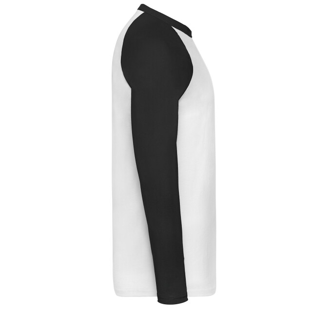 Fruit of the Loom Heren baseball t-shirt met lange mouwen UTLT1783_whiteblack large