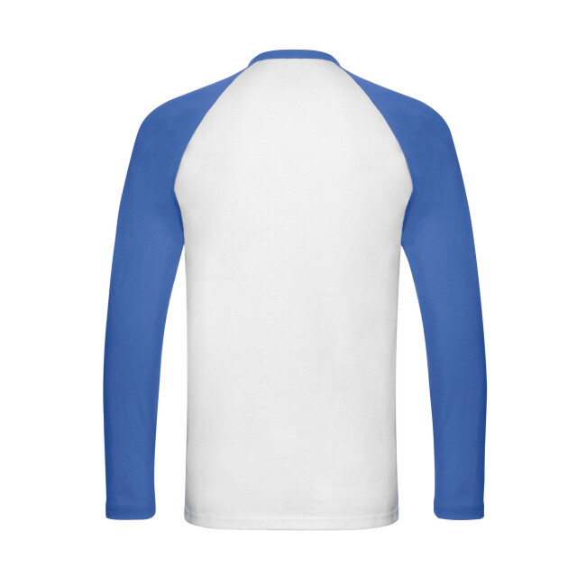 Fruit of the Loom Heren baseball t-shirt met lange mouwen UTLT1783_whiteroyalblue large
