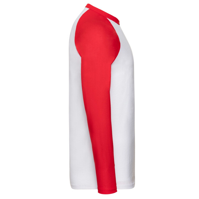 Fruit of the Loom Heren baseball t-shirt met lange mouwen UTLT1783_whitered large