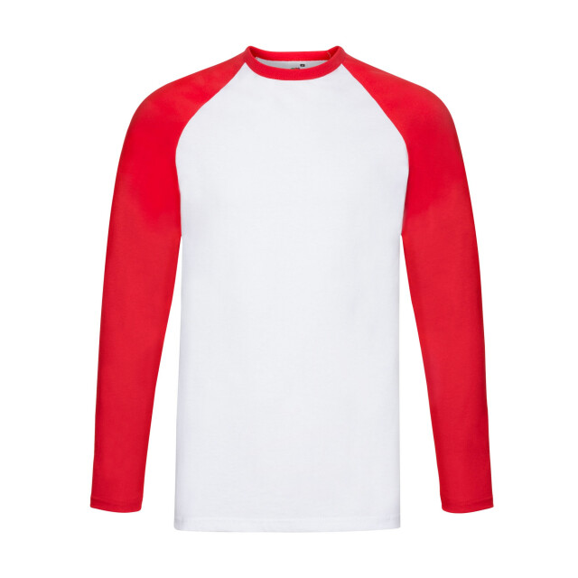 Fruit of the Loom Heren baseball t-shirt met lange mouwen UTLT1783_whitered large