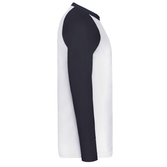 Fruit of the Loom Heren baseball t-shirt met lange mouwen UTLT1783_whitedeepnavy large