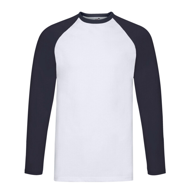 Fruit of the Loom Heren baseball t-shirt met lange mouwen UTLT1783_whitedeepnavy large