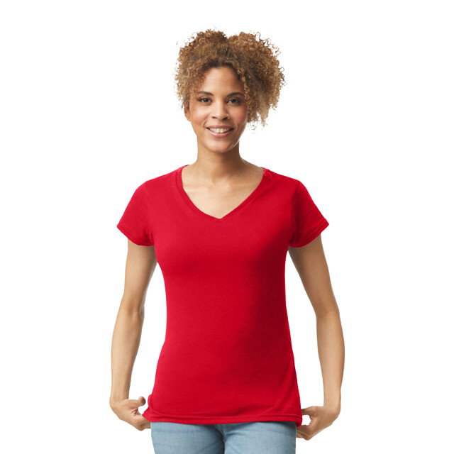 Gildan Dames softstyle v hals t-shirt UTLT1513_red large