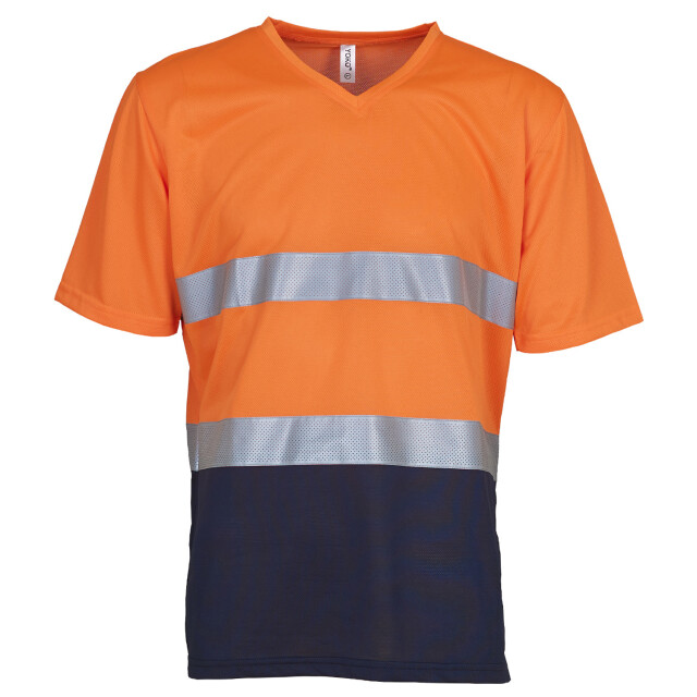Yoko Unisex volwassenen hi-vis v hals veiligheid t-shirt UTLT5762_orangenavy large