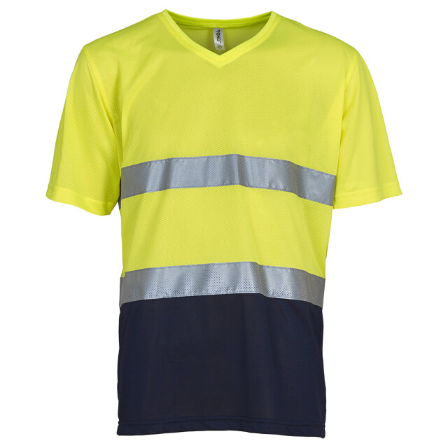Yoko Unisex volwassenen hi-vis v hals veiligheid t-shirt UTLT5762_yellownavy large