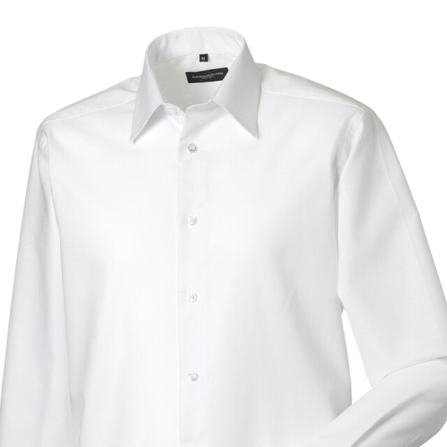 Russell Athletic Heren effen oxford getailleerd overhemd met lange mouwen UTLT4415_white large