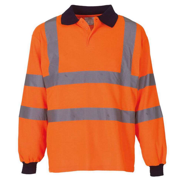 Yoko Heren hi-vis poloshirt met lange mouwen UTLT5746_orange large